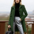 thumbnail image 4 of Coats for Women Single Breasted Trench Coat Fashion A-Line Fall Winter Jackets, Business Casual Style for Long Sleeve Outerwear,Dark Green,XL, 4 of 5
