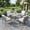 Grey-Fix & Swivel Chairs, variant on 9-Piece Aluminum Outdoor Dining Set for 8, 84" Table with 6 Chairs & 2 Swivel Chairs