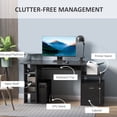 thumbnail image 3 of Black Wood Grain Computer Desk with Storage - Office Workstation Table, Keyboard Tray & CPU Stand - 59.75" L x 23.5" W - Home & Office Use, 3 of 7