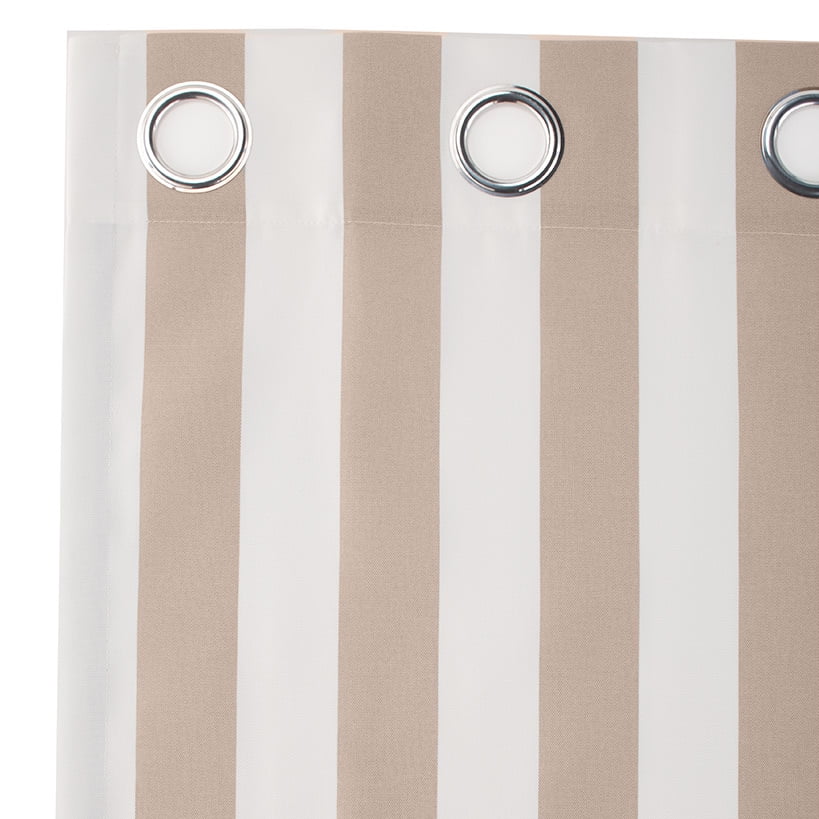 Outdoor Cabana Stripe or Solid Curtain (84in Stripe, Taupe)