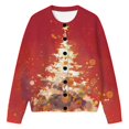 thumbnail image 4 of ZHOGXU Christmas Women's Cardigan Stylish Print Long Sleeve Button Down Sweater Coat Breathable Soft Jacket ,Red1,S, 4 of 5