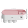 thumbnail image 2 of Soporte para cepillo de dientes Dispensador de pasta de dientes automático montado en la pared Juego de exprimidor Tazas Organizador de cosméticos Cajón, Rosa kenally LF0143-03B, 2 of 6