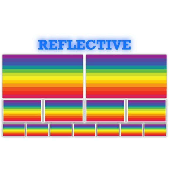 13 Pack Rainbow 12 Colours Flags | (x2) 4x2 inch, (x4) 2x1 inch, (x7) 1x.5 inch flag stickers | Country State Flags Pack Stickers for Cars, Trucks, Laptops, Bikes, Toolboxes