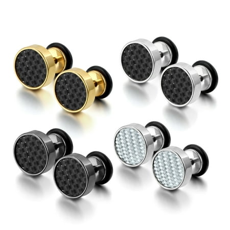 Aroncent 4 Pairs Stainless Steel Women Stud Earrings For Men Cool Aroncent 4 Pairs Stainless Steel Women Stud Earrings For Men Cool Ear Plugs Piercings