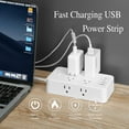 thumbnail image 3 of 45° Flat Plug Power Strip with USB C, 6FT Extension Cord, 8 Outlets and 4 USB Ports (2 USB C 2 USB A), Multi Plug Outlet Extender with Surge Protection for Home Office Dorm - White, 3 of 8