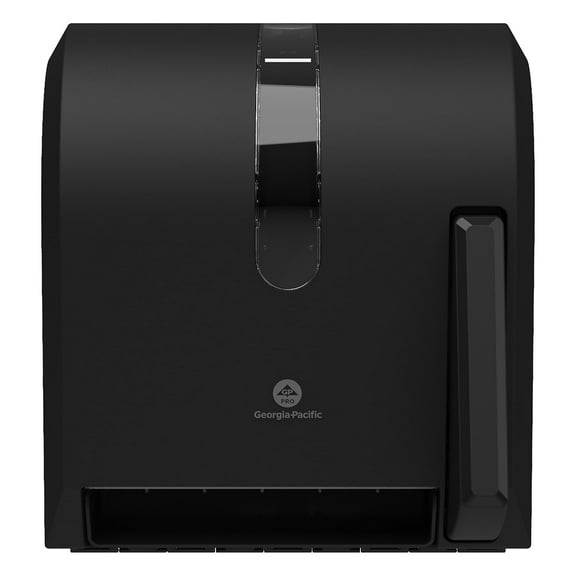 13 in. x 10 in. x 14.4 in. Hygienic Push-Paddle Roll Towel Dispenser - Black (1/Carton)