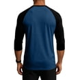 thumbnail image 4 of Havenx Mens Baseball Shirt Raglan 3/4 Long Sleeve Crew Neck Shirt Color Block Moisture Wicking Tee Shirt Soft Basic Sports Baseball Lightweight Top,Dark Blue M, 4 of 5