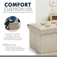 thumbnail image 5 of Ornavo Home 1 Pack Small Storage Ottoman Foldable Collapsible Rectangle Linen Ottoman Foot Rest Stool Seat, for Living Room, Bedroom, Home Office, Dorm - 12 x 16 x 12, Linen Beige, 5 of 7