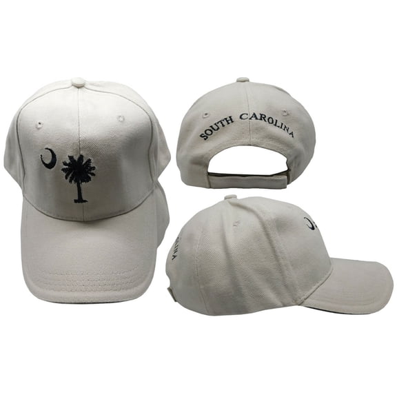 Embroidered Light Beige Khaki South Carolina SC Palmetto Crescent ball Hat Cap