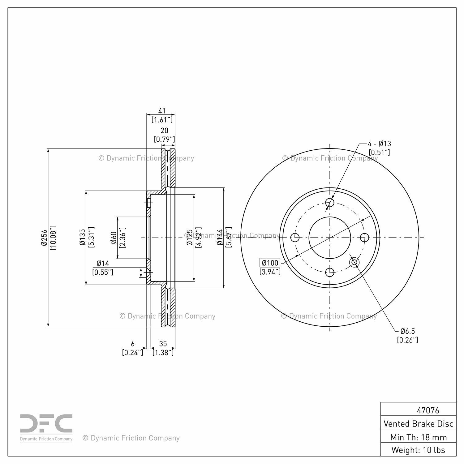 Front Dynamic Friction Company Disc Brake Rotor 600-47076 (1) For 2016-2022 Chevrolet Spark