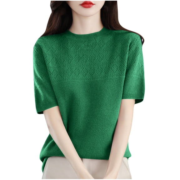 Guluxicc Women's Base Tops Casual Crewneck Short Sleeve Tee Soft Pullover T-Shirt, Green, 2XL