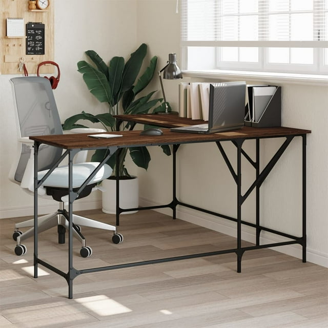 vidaXL Bureau Chêne Brun 149x149x75 cm Bois Manufacturé
