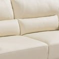thumbnail image 4 of Leatherette Sofa with Attached Waist Pillow and Diamond Pattern, Cream, 4 of 5