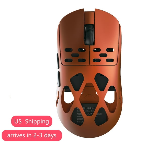 AJAZZ AM3 MAX 8K Wireless Gaming Mouse, Lightweight Full Magnesium Alloy, 30000 DPI, PAW3950 Sensor, 5 programmable Buttons, Supports Wired/2.4GHz/BT (Orange Red, AM3 MAX (8k Receiver))