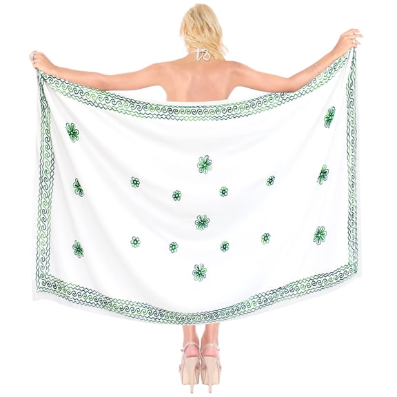 HAPPY BAY Women's Bikini Skirt Sarong Swimwear Swim Cover up Summer Wraps Swimsuit Beach Wrap Coverups Beachwear One Size Green, Emroidery