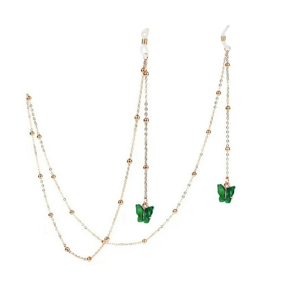 HEVIRGO Glasses Chain Simple Style Reusable Alloy Women Eyeglasses Butterfly Chain Decoration for Female Green Acrylic, Alloy