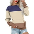 thumbnail image 2 of Xcmzpl Women's Sweatshirts Basic Color Block Crewneck Sweatshirt Fashion Pullover Tops Work Long Sleeve T-shirts Winter Fashion, 2 of 6