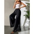 thumbnail image 6 of Black Pants for Women's Chiffon Wide Leg Trousers High Elastic Waist Casual Business Trousers, 6 of 6