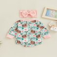 thumbnail image 4 of Ensemble de Combinaisons pour Bébés Filles Imprimé Animal Manches Longues Col et Bandeau, 4 of 8