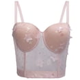 thumbnail image 2 of QSAWXQZ Women's Bustier Bra Corset Top with Underwired Bra Spaghetti Straps Sleeveless Sweetheart Neckline Hook Eye Back Closure Mesh Cropped Top 38, 2 of 6