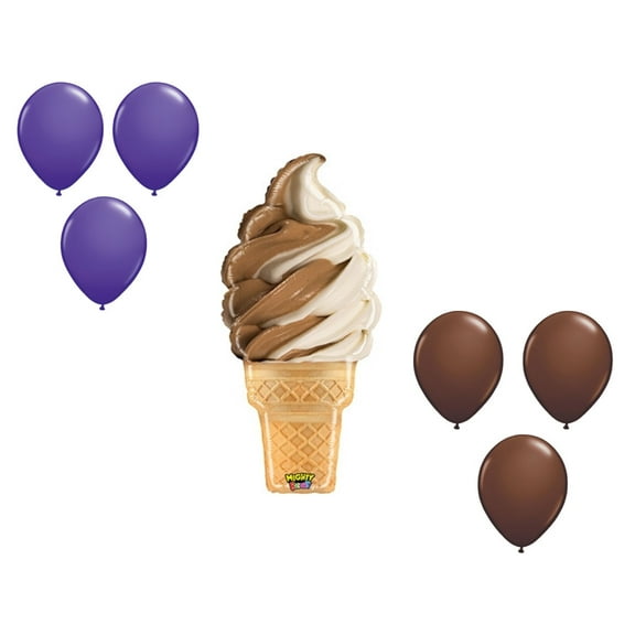 LOONBALLOON 35 Inch Icecream Cone Balloon Medium Shape Set (6x latex)