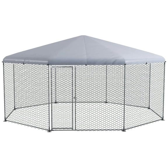Topcobe 17.1 ft x 15.7 ft Chicken Run for 19-25 Chickens with Cover, Outside Pet Shelter, Small Animal Habitat