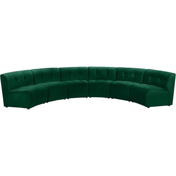 Pemberly Row Contemporary Green Velvet Modular 6 Piece Sectional