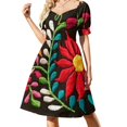 thumbnail image 4 of Vestido de manga corta con flores españolas Vestido de dama de honor mujer Vestido de moda mujer, 4 of 8