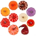 thumbnail image 2 of 10 Pcs Halloween Fake Pumpkins Decor Fall Colorful Artificial Pumpkin Bulk Harvest Fake Foam Assorted Size Decor for Thanksgiving Autumn Halloween Farmhouse Tabletop Decoration(Candy Color), 2 of 5