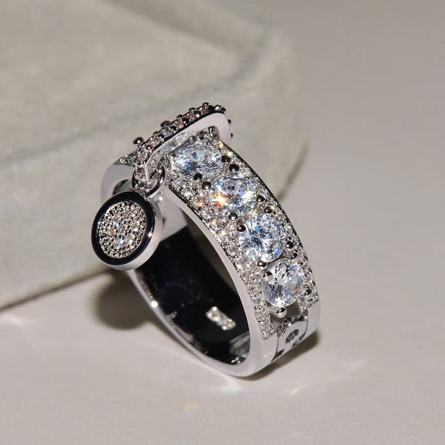 Recién llegado, anillos de boda rellenos de oro rosa Vintage para mujer, joyería de moda, anillo de compromiso de circón blanco de lujo Tan Jianjun unisex