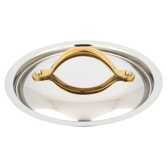 NutriChef Lid for 3-Quart Saucepan 7.09" Stainless Steel Kitchen Cookware Cover W/Golden PVD Handle
