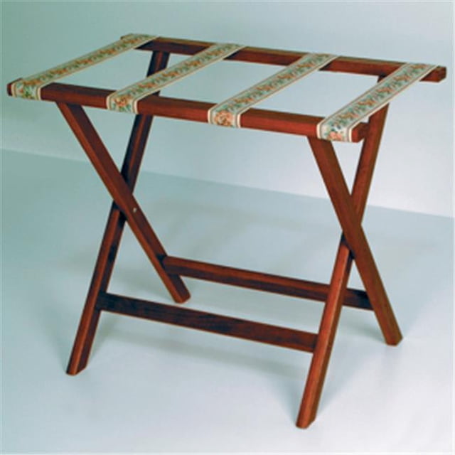 Wooden Mallet LR-MHTAP Deluxe Straight Leg Luggage Rack in Mahogany with Tapestry