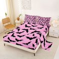 thumbnail image 2 of Manfei Gothic Bat Bed Sheets 4-Piece, Spooky Animal Halloween Full Size Sheets, Pink Black,1 Fitted Sheet, 1 Flat Sheet and 2 Pillowcases, 2 of 5
