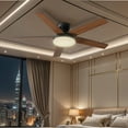 thumbnail image 2 of Uforic 52" Flush Mount Ceiling Fans with Light and Remote Control,5 Blades Outdoor Ceiling Fan - Brown, 2 of 10