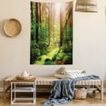 thumbnail image 2 of Forest Tapestry, Forest in Spring Time Sunset Moss Woods Leaf Wilderness Fantasy Magical View Print, Wall Hanging for Bedroom Living Room Dorm Decor, 40W X 60L Inches, Green Brown, by Ambesonne, 2 of 5