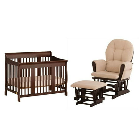 3 Piece Nursery Furniture Set With Crib And Rocker In Cherry