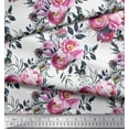 thumbnail image 3 of Soimoi White polyester Crepe Fabric Ranunculus & Penoy Floral Printed Fabric 1 Yard 52 Inch Wide, 3 of 3