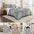 thumbnail image 6 of Quilts Twin Size Bedding Set, Grey Palm Tree Lightweight Quilted Comforter, Summer Botanical Tropical Tree Soft Reversible Bedspread Coverlet with Pillow Covers for All Season, 68" x 86", 6 of 9