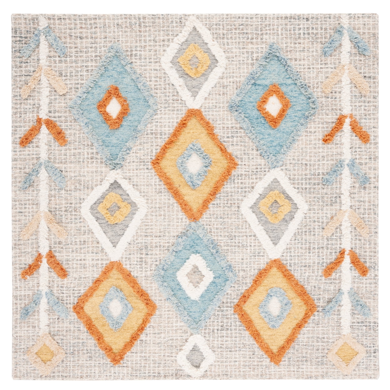 SAFAVIEH Kenya June Diamond Wool Area Rug, Gray/Ivory, 9' x 12'