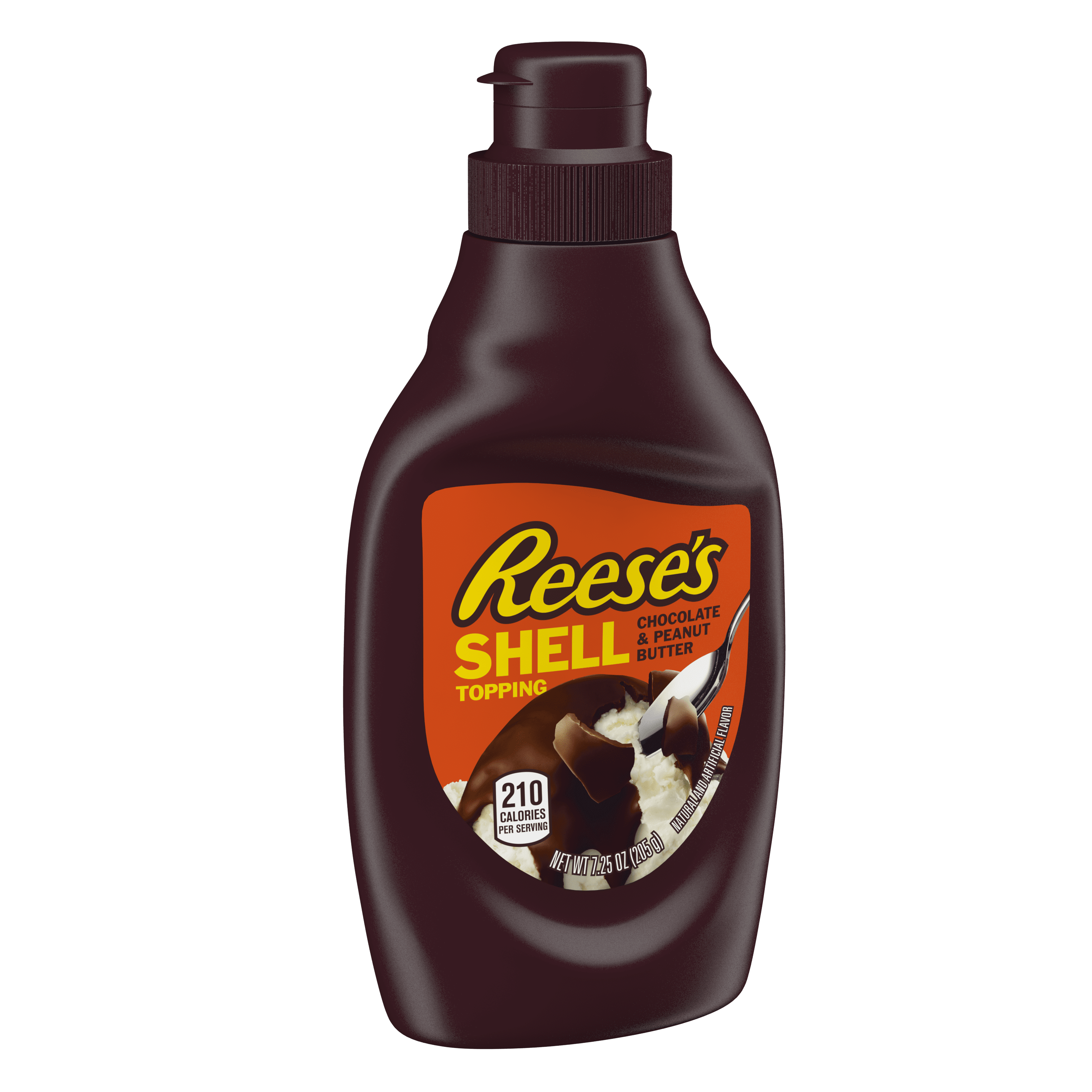 Reese's Chocolate Peanut Butter Shell Topping, Bottle 7.25 oz (Pack of 8)