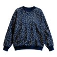 thumbnail image 5 of Caixia Womens Comfy Dark Blue Crewneck Leopard Print Top Relaxed Fit Pullover Sweatshirt with Classic Ribbed Trim for Ladies Daily Casual Wear, 5 of 6