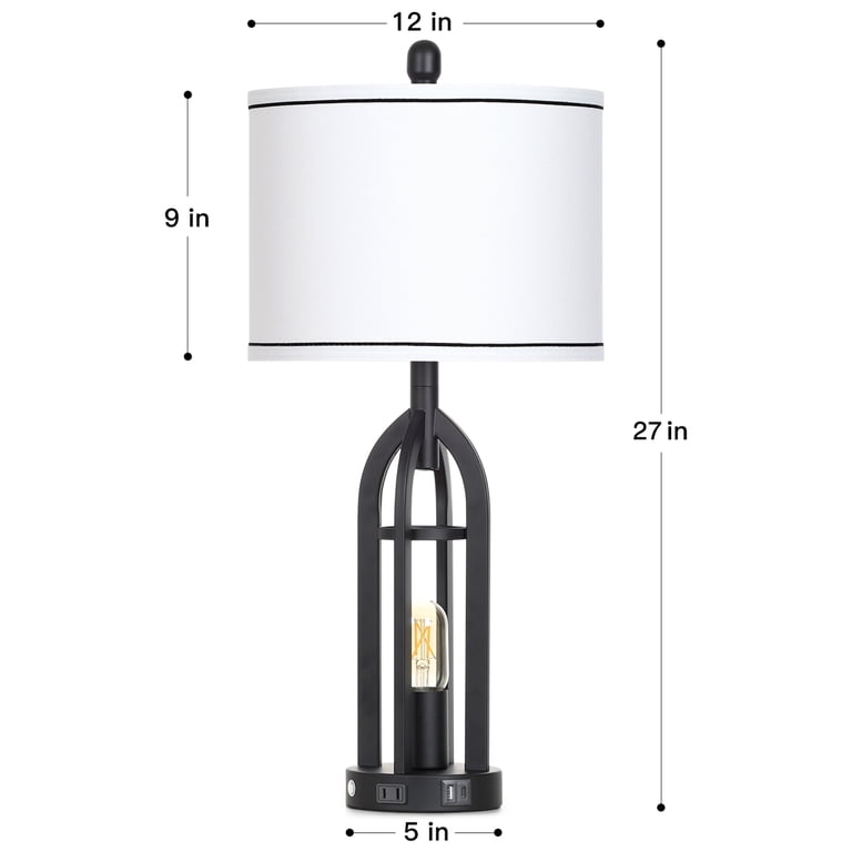 Cinkeda 27" Industrial Table Lamp Set of 2 with USB photo 4