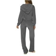 thumbnail image 6 of Frostluinai Velour Sweatsuits for Women Full Zip Oversized Hoodies High Waist Wide Leg Pants Solid Casual Athletic Tracksuits with Pocket, 6 of 10