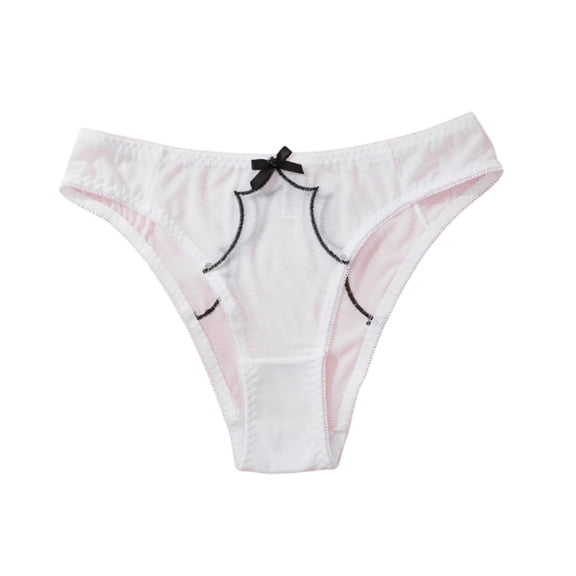 IFNWSV Mid Rise Lace Mesh Bikini Underwear Solid Color Patchwork Breathable Soft Panties for Women Daily White XL