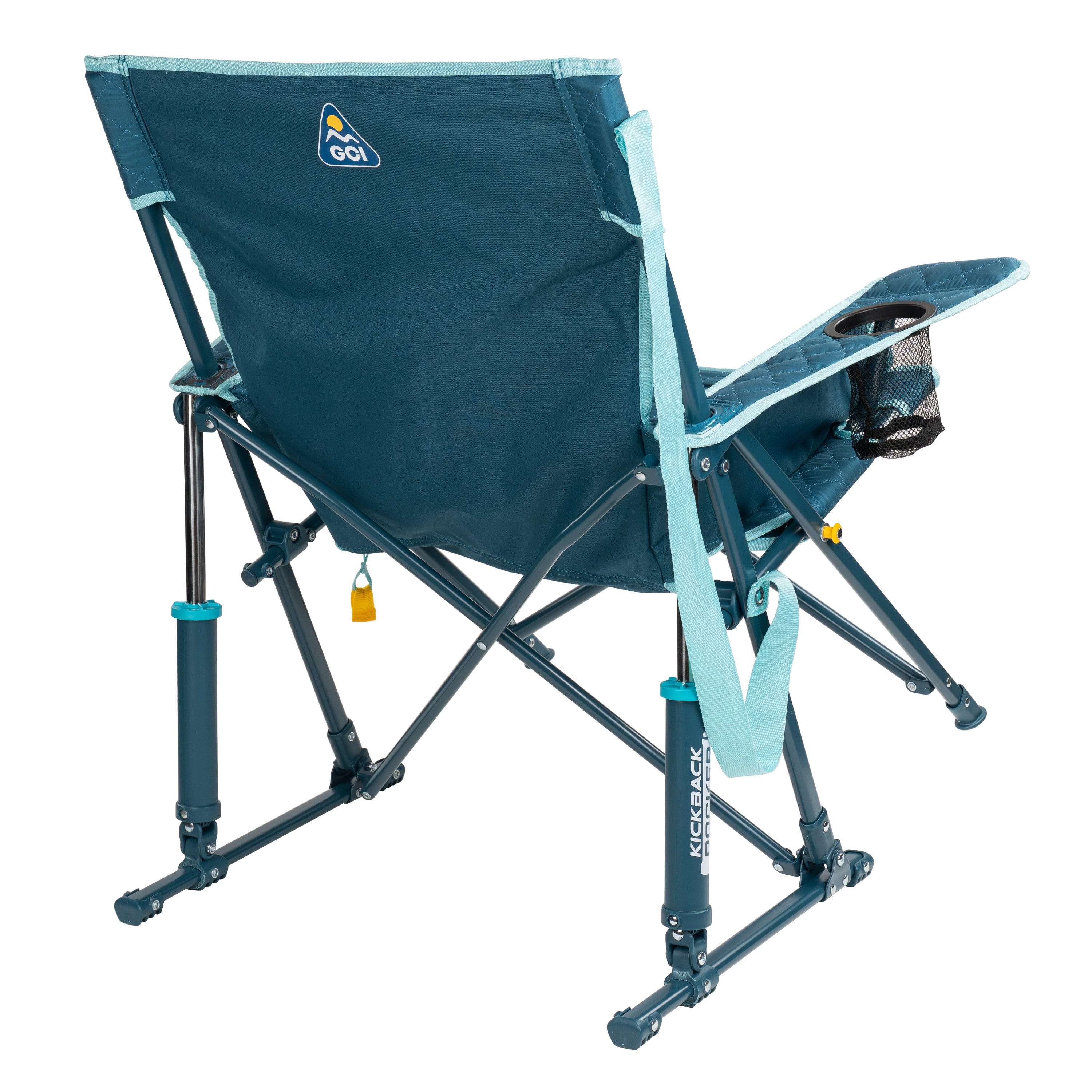 GCI Outdoor Kickback Insulated Rocker Low Profile Rocking Camping Chair with Cup Holder, Teal