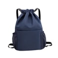 thumbnail image 2 of Mochila con cordón Mochila informal con correas ajustables para los hombros Mochila de gran capacidad Azul, 2 of 8