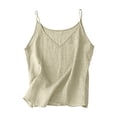 thumbnail image 3 of Women's Linen Camisole Tank Top Summer Casual Sleeveless V Neck Camisole Loose Fit Spaghetti Strap Cami Shirts Summer Casual Sleeveless Shirts Beige L, 3 of 4