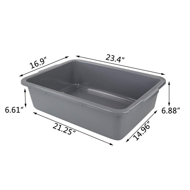 HTAIGUO 4 Packs Plastic Bus Tubs Gray Large Utility Bus Box