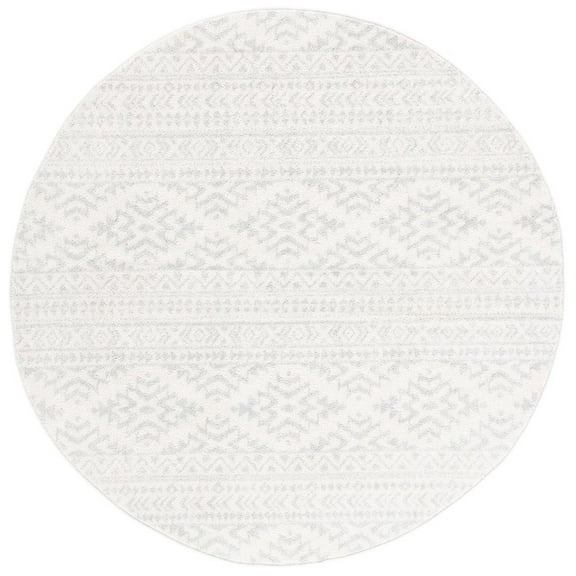 SAFAVIEH Tulum Lakisha Distressed Southwestern Area Rug, 3' x 3' Round, Ivory/Light Grey