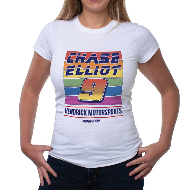 Camiseta de mujer NASCAR - Chase Elliot - 2 White de DelSol para mujer - 1 pieza de camiseta (XL)